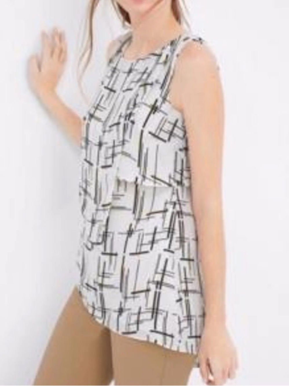 WHBM Asymmetrical Layered Tank Tunic Top Petite Small PS SP $78 EUC